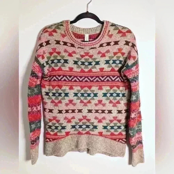 AEROPOSTALE Women's Multicolor Geometric Fair Isle Crew Neck Sweater Size S - Picture 1 of 7